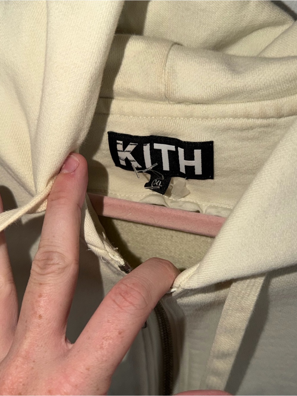 Kith Classic Williams Full Zip Hoodie French Vanilla Cream XL - Picture 4 of 6